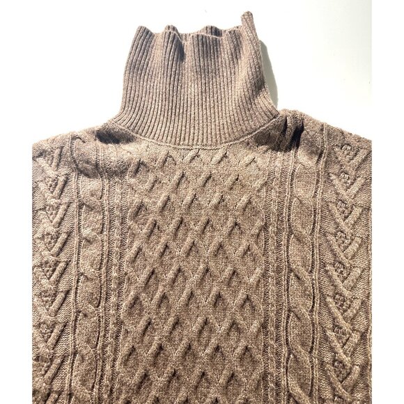 Mutual Weave XL Cable Knit Brown Turtleneck Sweater Cotton Blend Textured Design - Picture 4 of 10